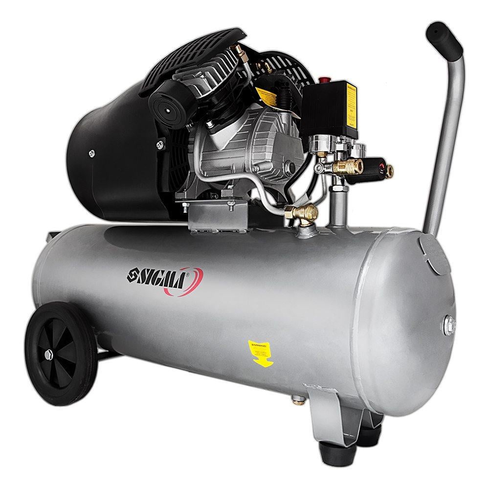 Компресор Sigma 7043721 двоциліндровий прямий привід масляний 50 л 10 бар 455 л/хв