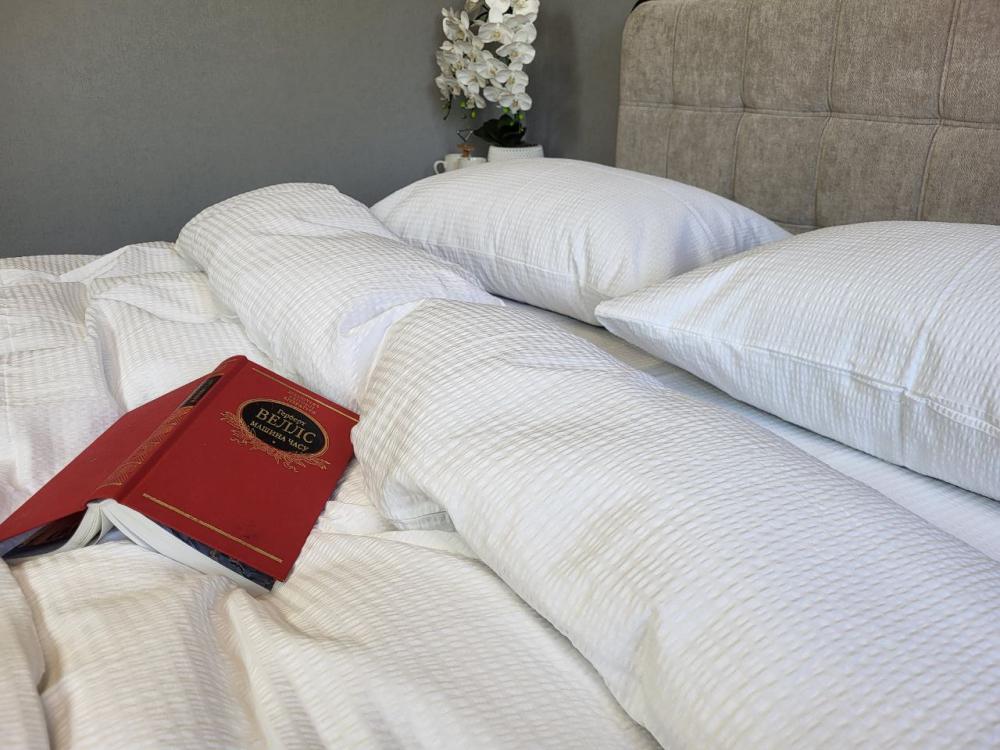 Комплект постільної білизни GOFRE євро на гумці Білий (1936228444)