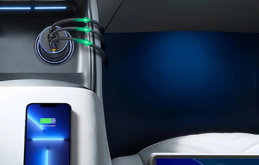 Зарядний пристрій автомобільний UGREEN 75 Вт Type-C/Type-C/USB PD3.0/QC4.0/PPS швидка зарядка Сірий (35024) - фото 10