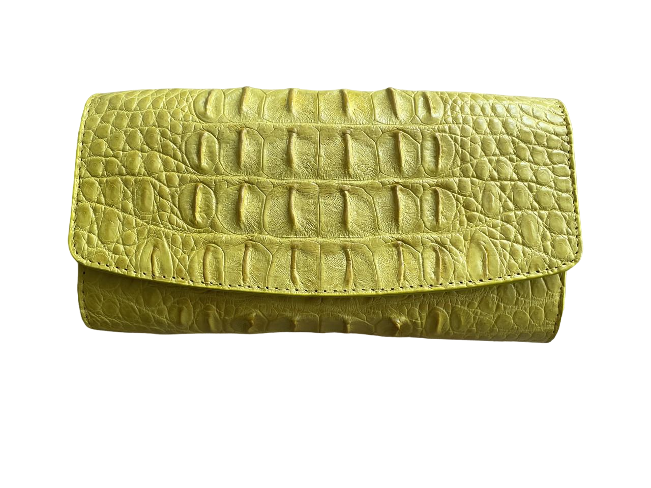 Гаманець жіночий-портмоне зі шкіри крокодила Жовтий (Cw25_4)