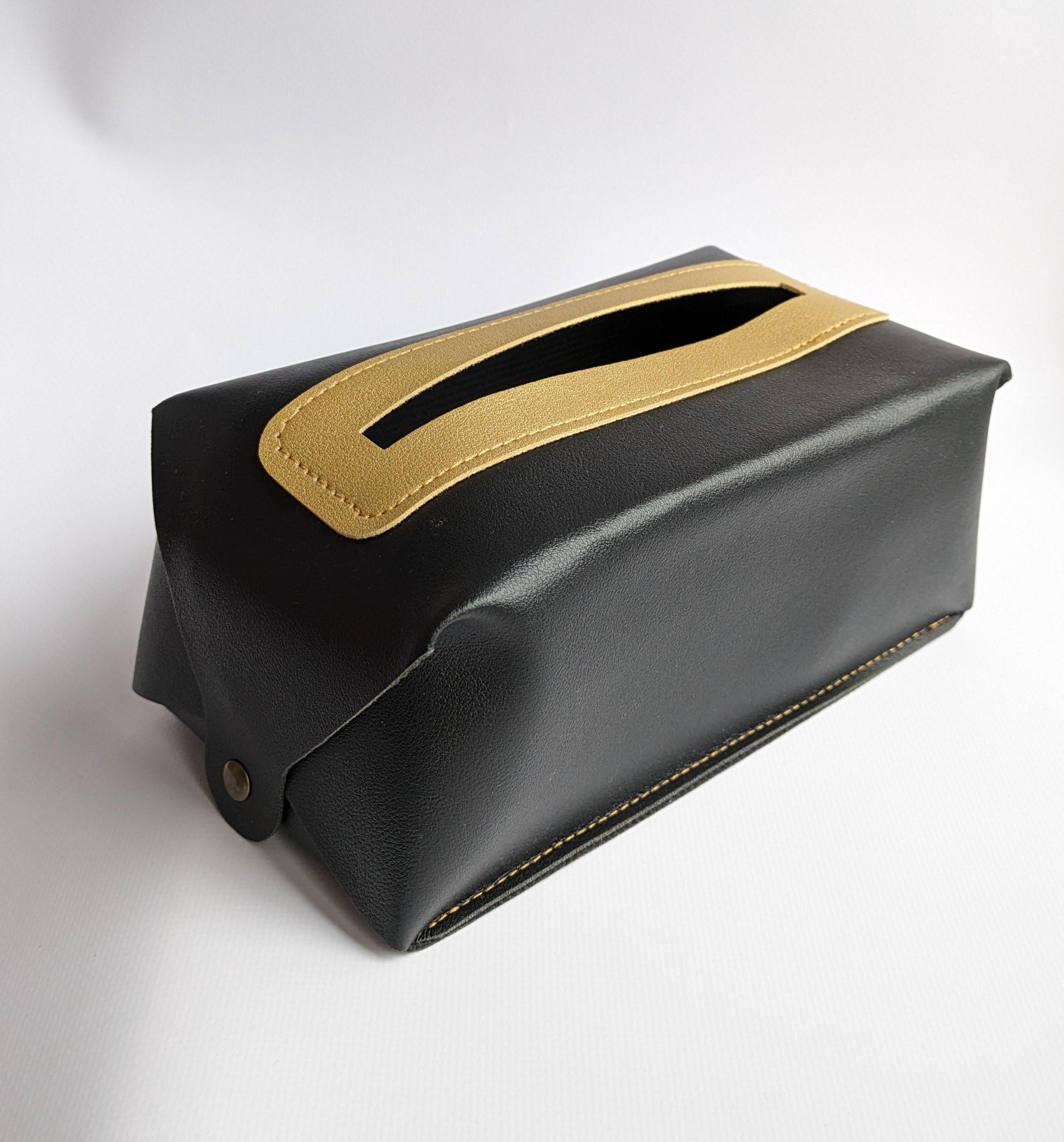 Салфетница текстильная из искусственной кожи 22х12х9 см Черный