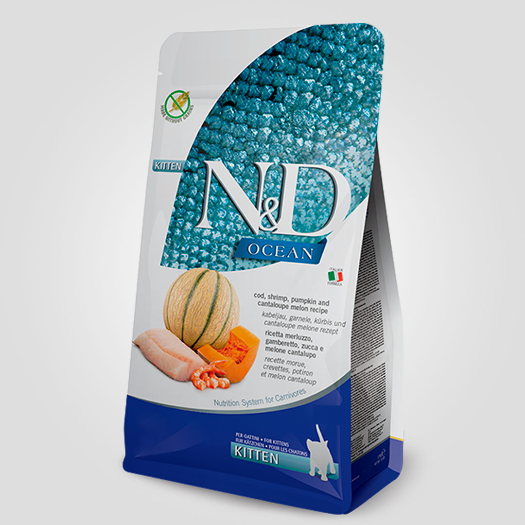 Корм сухой Farmina N&D Ocean Kitten для котят с треской креветкой и дыней 300 г (2140780351)
