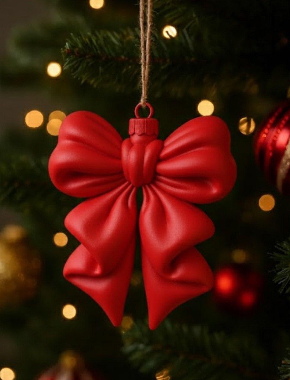 Елочная игрушка Праздничный бант 3D 8x10x2 см Красный (2865504306)