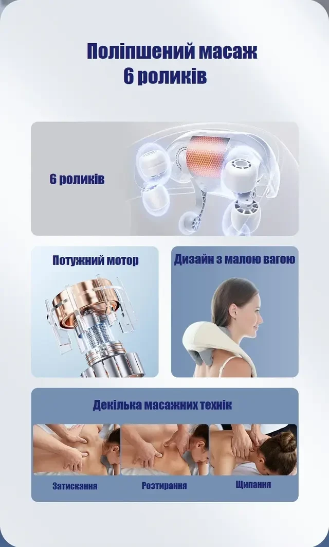 Масажер для шиї та плечей акумуляторний з підігрівом - фото 9