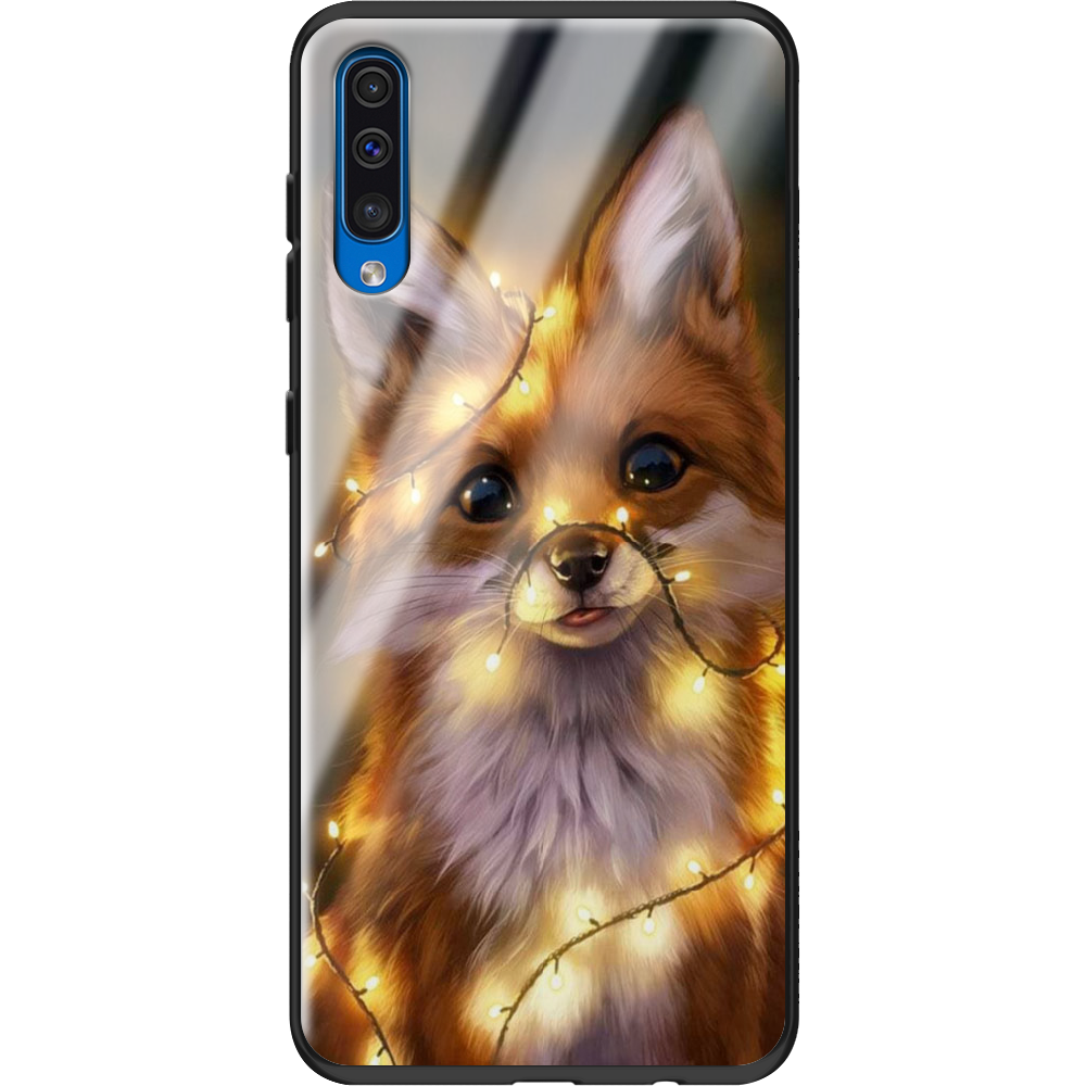 Чехол Boxface Samsung A505 Galaxy A50 Рождественская лиса Черный силикон со стеклом (36417-up2399-37739)