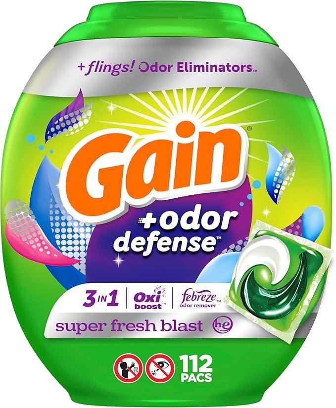 Капсули для прання Gain Flings 3в1 з милом та захистом від запаху 112 шт.