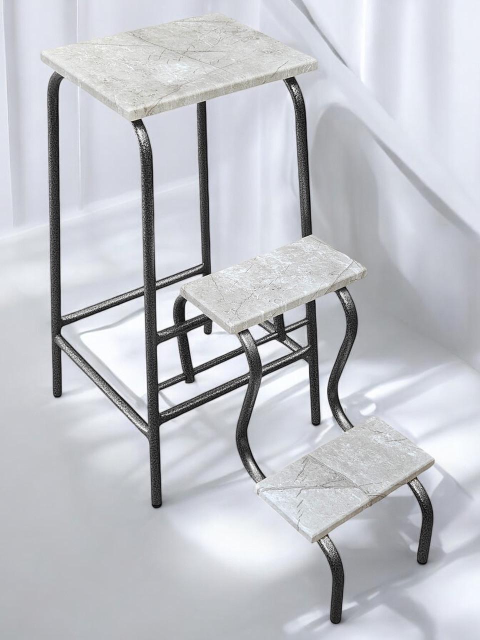 Стул стремянка Наша Ковка складной 65 см Графитовый/Светлый мрамор Стул стремянка Наша Ковка складной 65 см Графитовый/Светлый мрамор