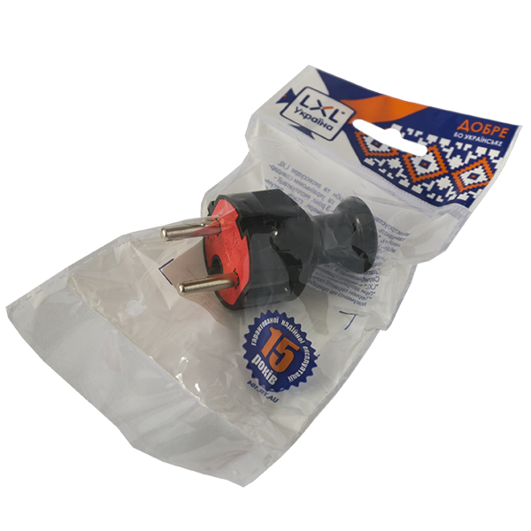 Електрозвилка пряма LXL 16А 250V без заземлення Чорний (126BLP)