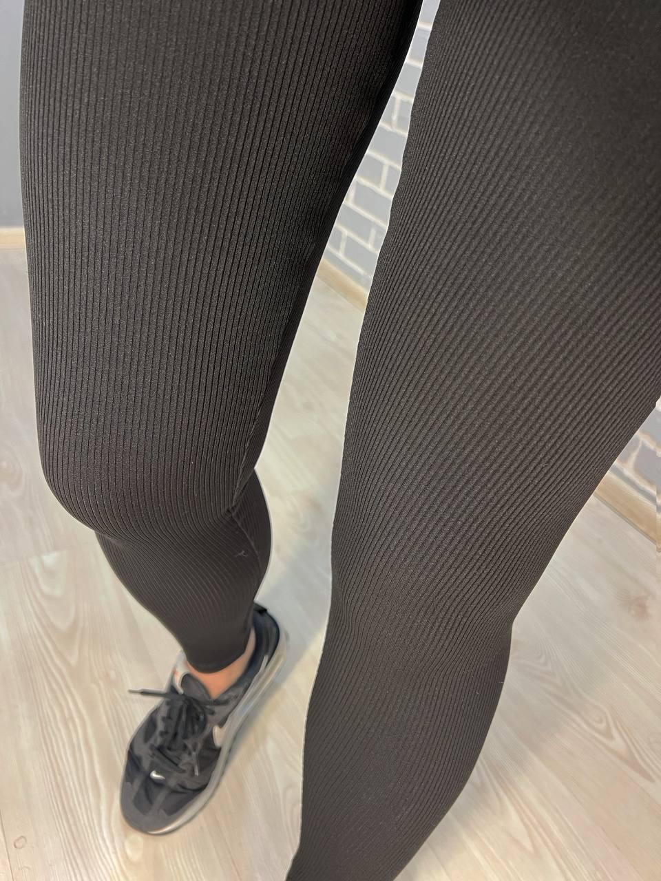 Лосины женские LADY HUREM 2395 рубчик широкий пояс утепленные 4XL Черный (1078) - фото 7