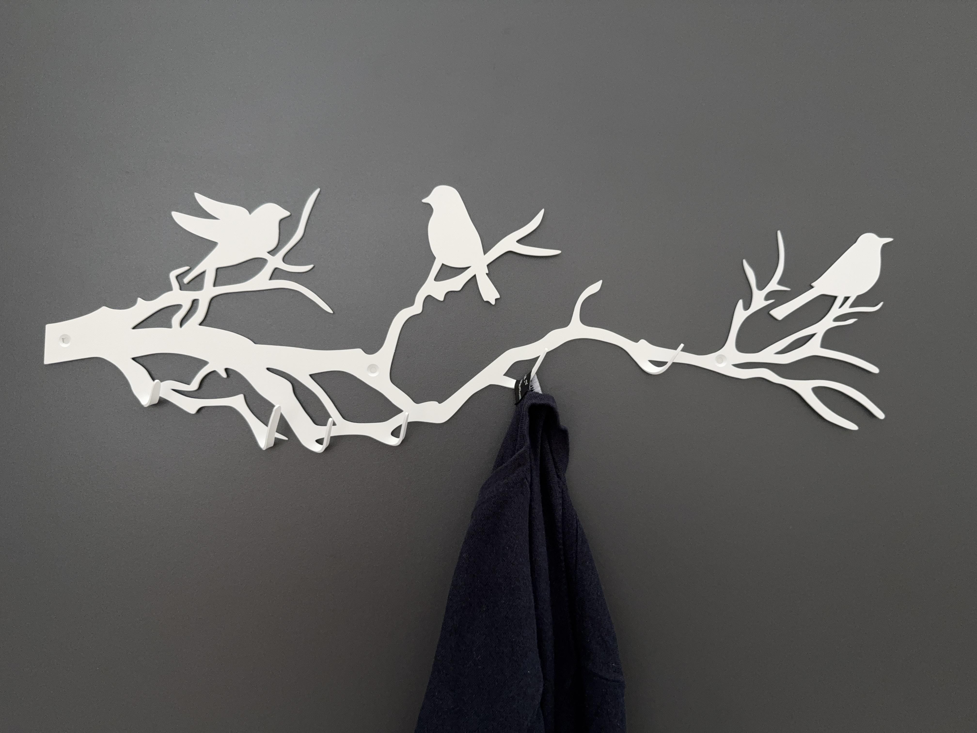 Вешалка Vestav Ветка с птичками 60х18 см Белый (00084)