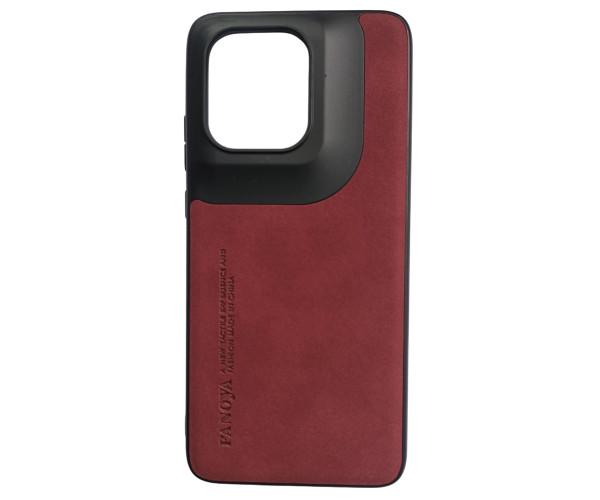 Кожаный чехол - накладка Fanoya для Motorola Edge 50 Neo Бордовый