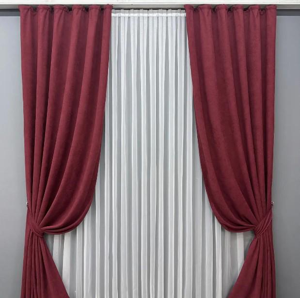 Комплект штор Petek YL микровелюр 1,5х2,95 м 2 шт. Бордовый (1712ш 33-0608)