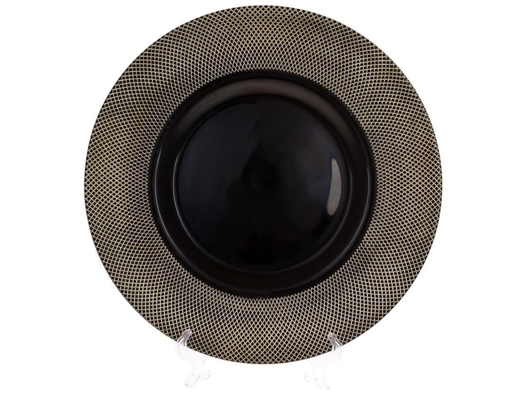 Тарелка сервировочная 33 см Черный с золотым (BDI-587-034)