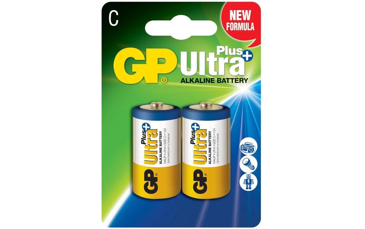 Батарейка щелочная GP Ultra Plus 14AUP-U2 C/LR14 блистер 2 шт.