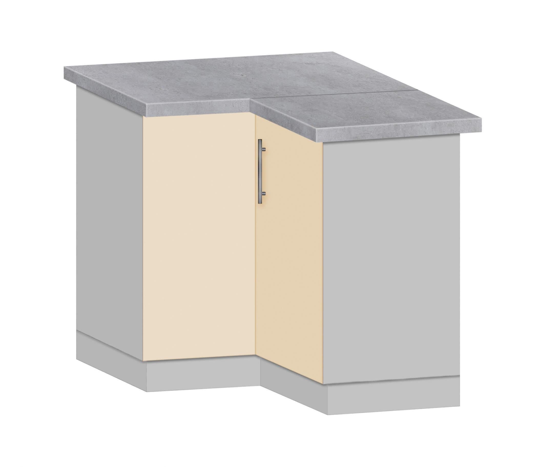 Тумба кутова кухонна МАКСІ-МЕблі №2 зі стільницею 1-ї категорії складська програма Сірий/Ваніль (80152)