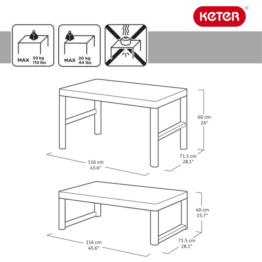 Стол садовый Keter Lyon Капучино (232296) - фото 7
