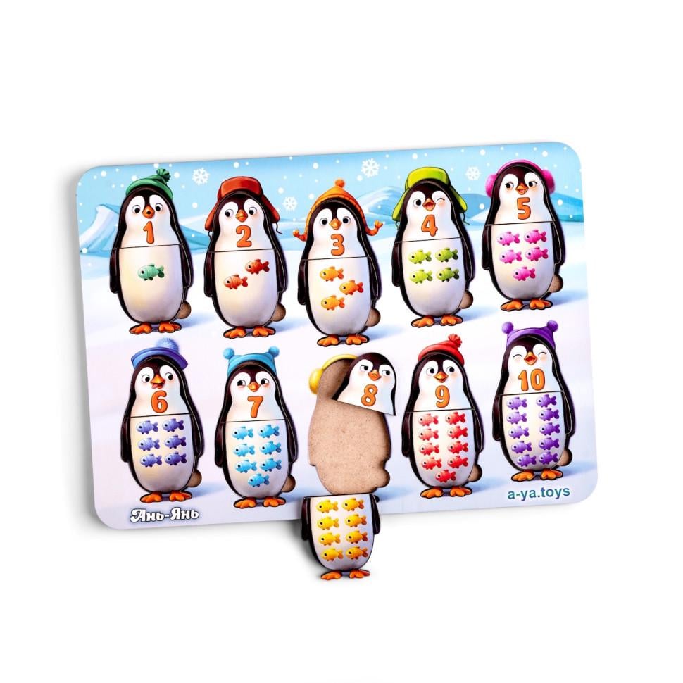 Пазлы деревянные Ubumblebees Пингвинчики счет 31х23 см (IP-177-P-1106)