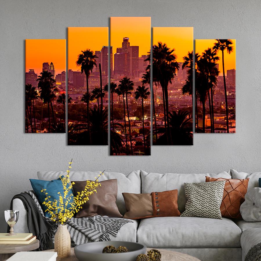 Картина город Вид на вечерний Лос-Анджелес 187x119 см (A645-5)