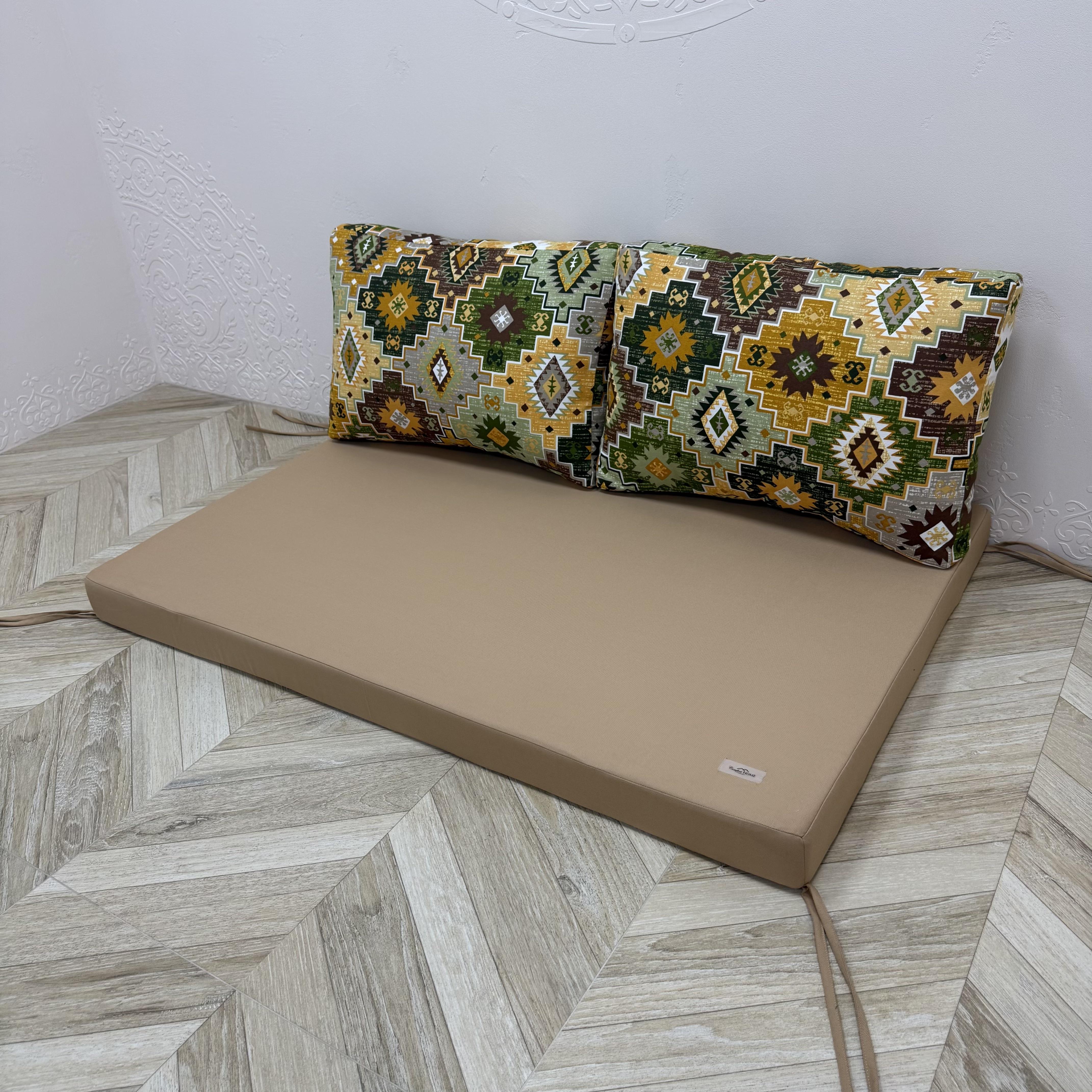 Комплект матрас с подушками Comfort Home Carpet green на поддоны/качели/каркасы/садовая мебель панама 160х60х40х10 см