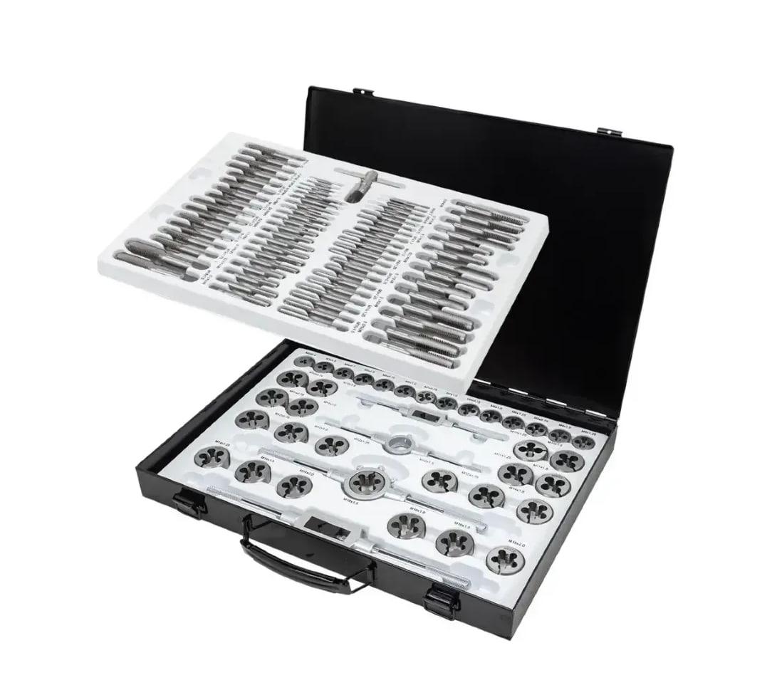 Набор метрических метчиков и плашек Scheppach SCH-M110-1 в металлическом кейсе 110 пр. М2-М18 (SCH-M110-1) - фото 4