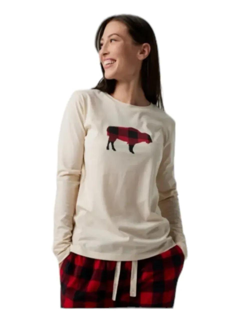 Піжама сорочка/штани бавовна Columbia Women Set Red-Buf XL Білий (66373)