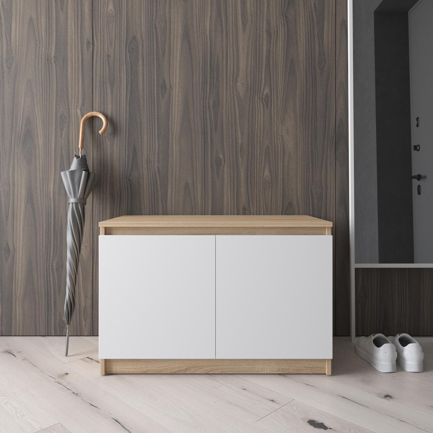 Тумба для обуви ТПР-20 с дверцами 802х531х400 мм Дуб сонома/Белый