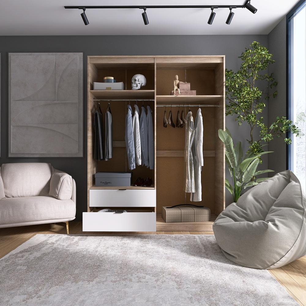 Шкаф распашной для одежды с выдвижными ящиками Эверест Сити-1600 160,2x50x204,6 см Дуб сонома/Белый (EVR-071096) - фото 4