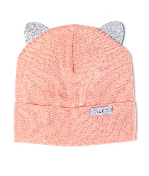 Шапка детская для девочек Гламур D761 флис 44-48 см Персиковый