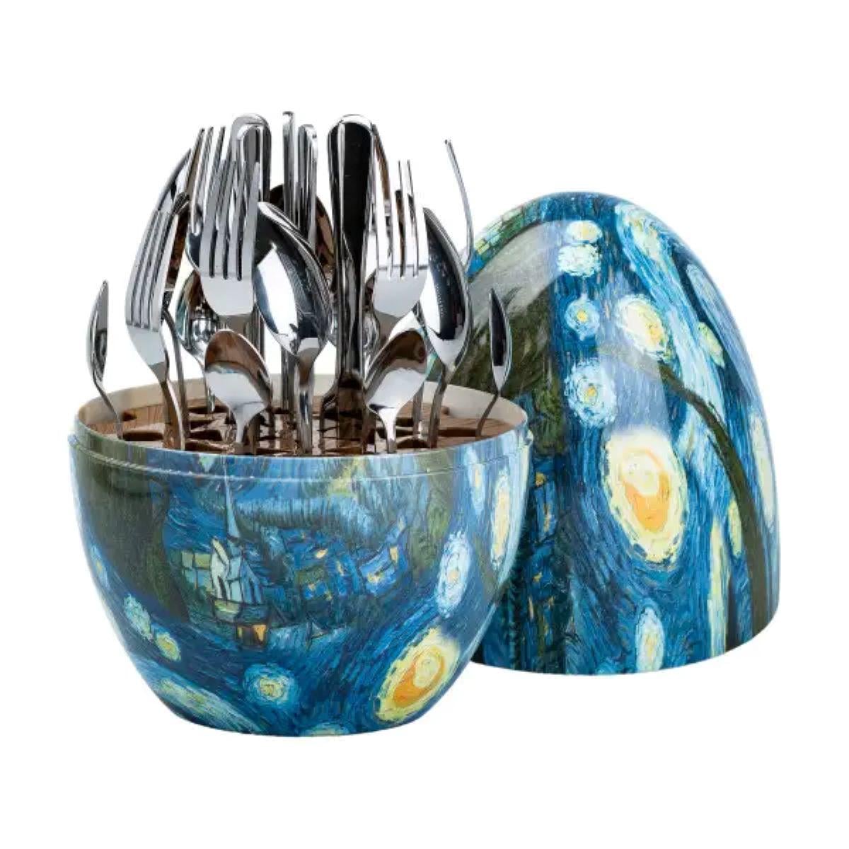 Набор столовых приборов на 6 персон из нержавеющей стали с подставкой Яйцо 24 шт. (HP78813)