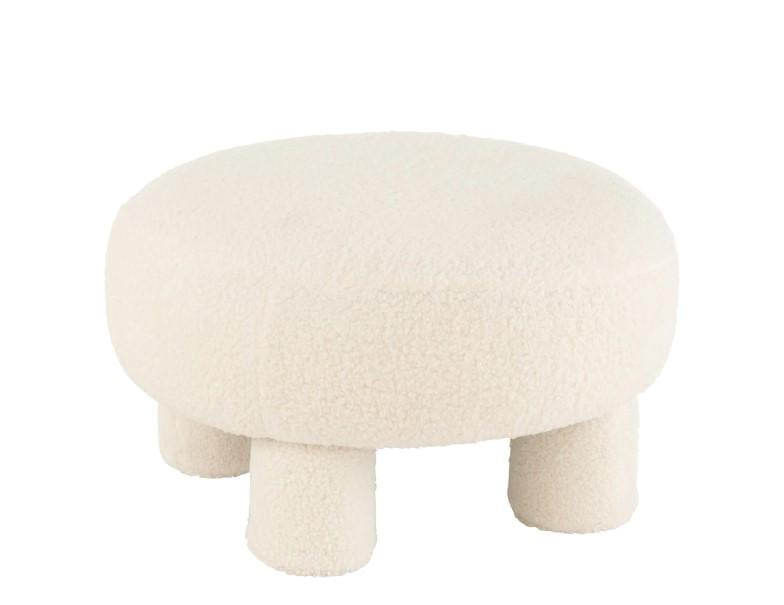 Пуф круглий J-LINE з тканини букле 28х52 см Білий