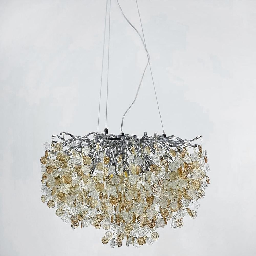 Світильник чарівний з пластинами з комбінованого скла Ø 60 см Срібний (Y 09 CH)