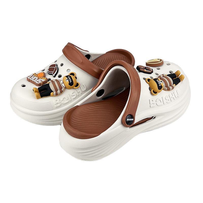 Кроксы женские с джибитсами 90753-2 p. 38 24-24,5 см Белый с коричневым - фото 3 Кроксы женские с джибитсами 90753-2 p. 38 24-24,5 см Белый с коричневым - фото 3