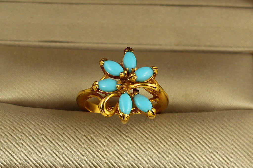 Кольцо шесть камней бирюза р. 17 Золотистый (29051881)