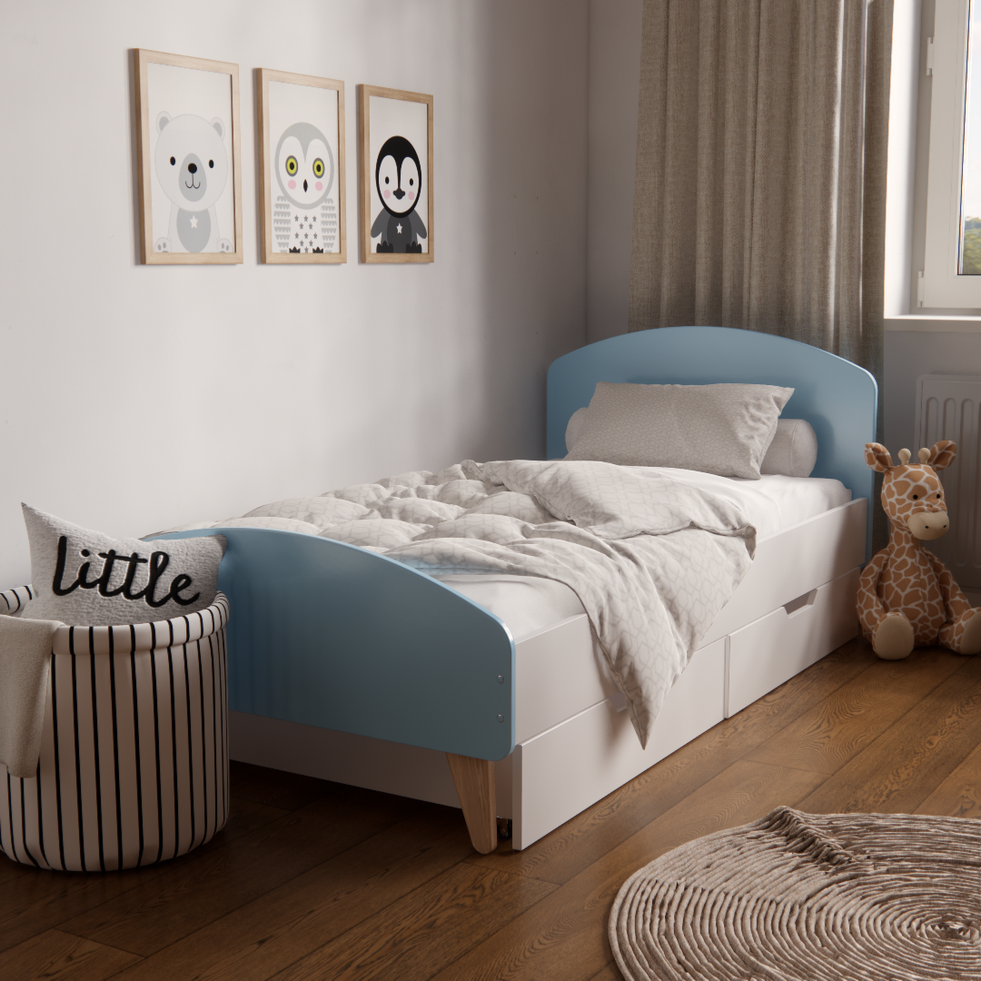 Кроватка детская с ящиками для детей 3-10 лет для мальчиков 160х80 см Голубой - фото 1 Кроватка детская с ящиками для детей 3-10 лет для мальчиков 160х80 см Голубой - фото 1