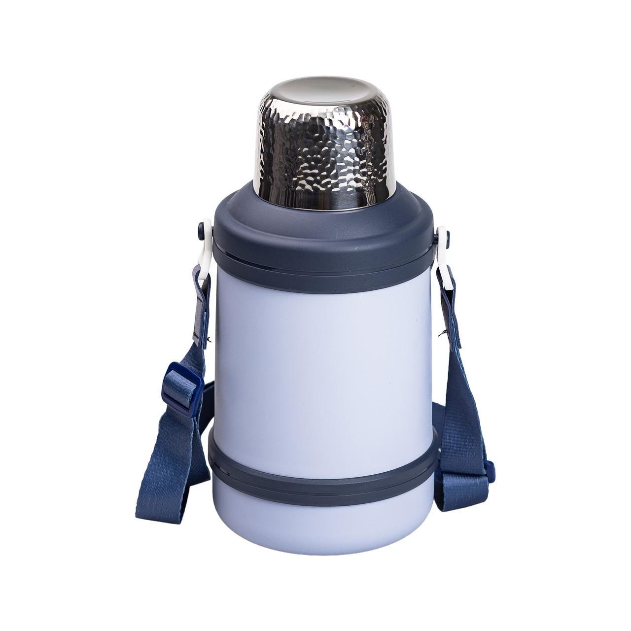 Термос Vacuum Cup с ремешком и складной ручкой 1,5л Темно-синий (HP-14-21BL) - фото 3