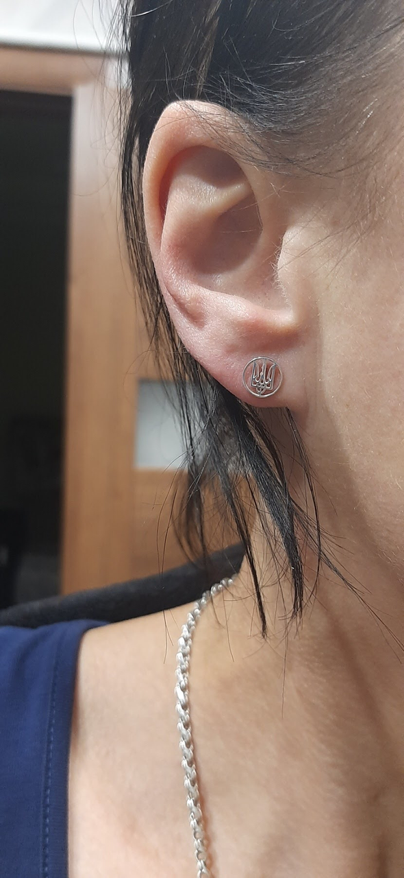 Срібні сережки Тризуб пусети вкрутки 925 проби (2598072640) - фото 3