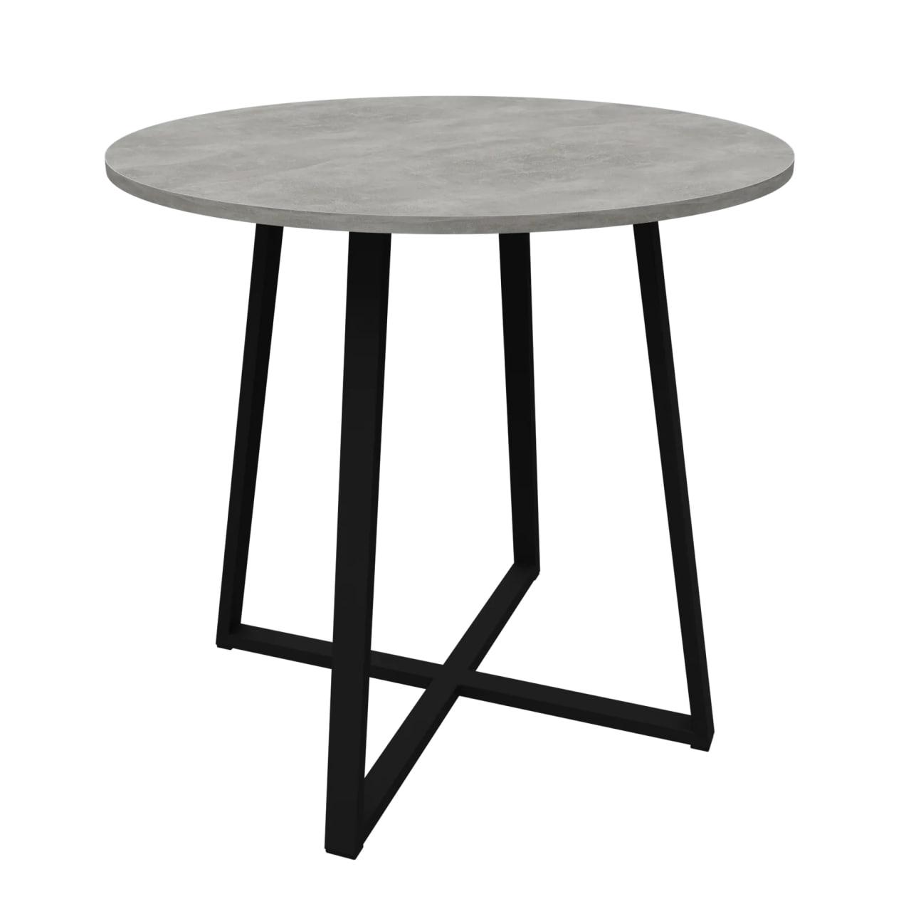 Стол обеденный круглый Неман Фиера металл/ЛДСП 780х780 мм Черный/Бетон (47364)