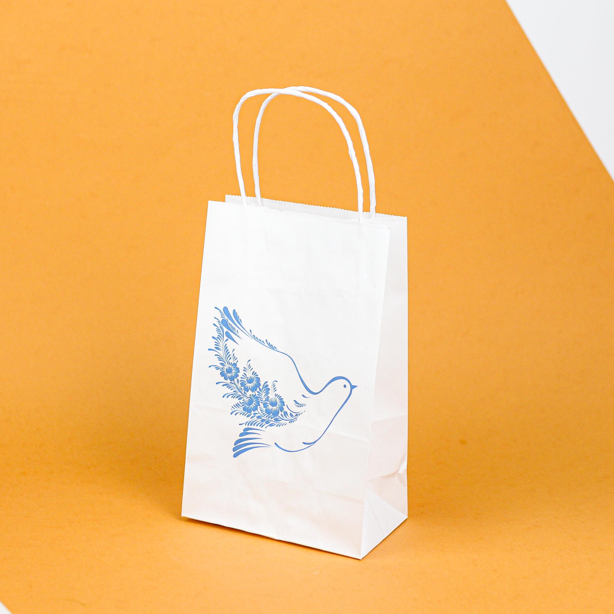 Пакет із романтичним малюнком та символікою миру 260х150х350 мм 20 шт.