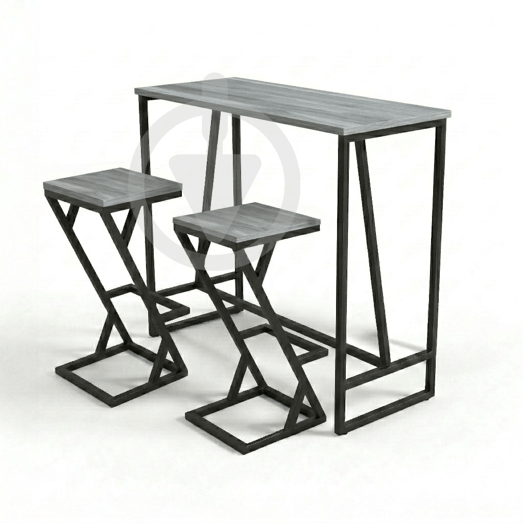 Барный стол со стульями AVVS Лофт 1110х470 мм натуральное дерево 20 мм/металлический каркас Черный/Канадская Сосна Барный стол со стульями AVVS Лофт 1110х470 мм натуральное дерево 20 мм/металлический каркас Черный/Канадская Сосна