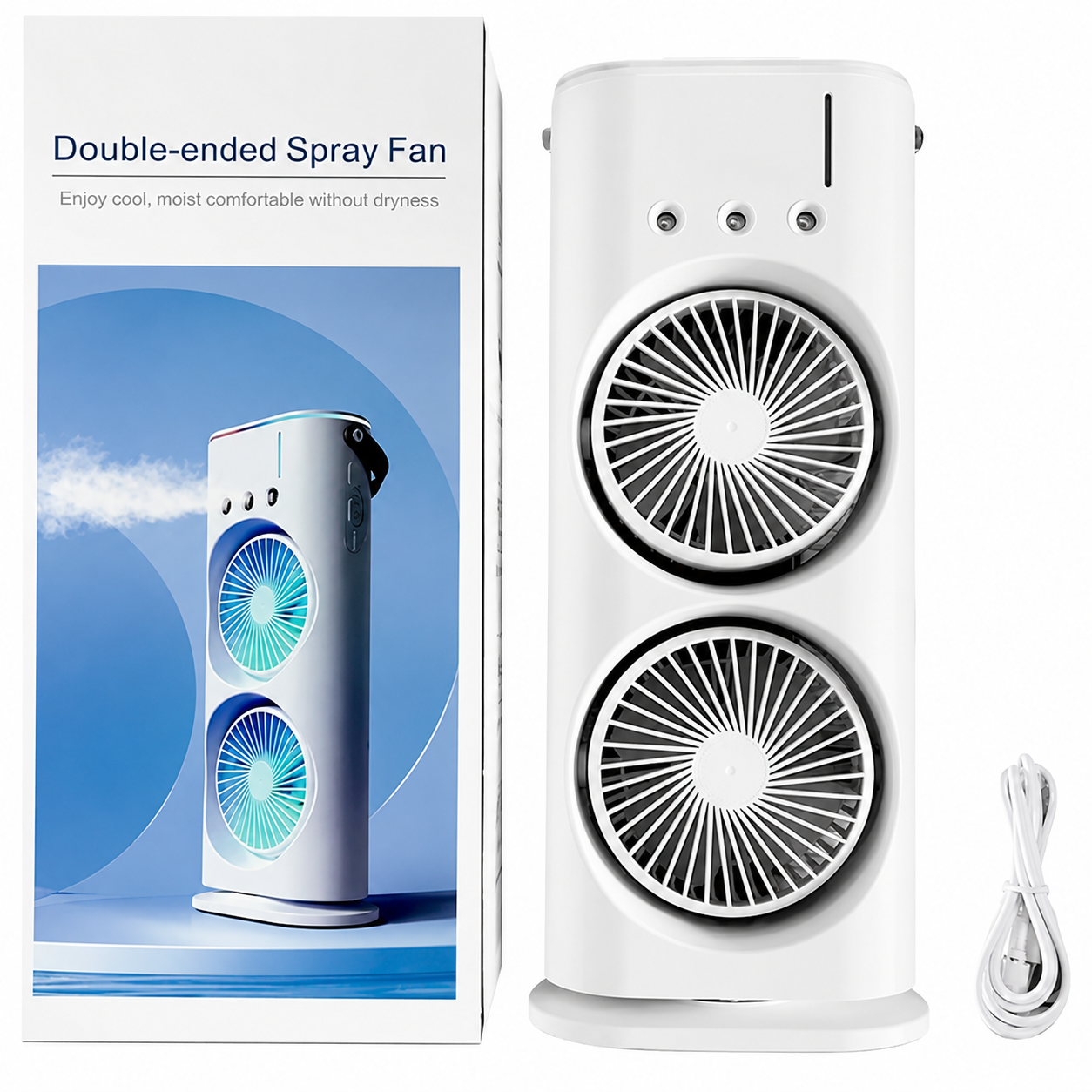 Вентилятор настільний Double-ended Spray Fan з охолодженням та зволоженням USB акумуляторний (ML-06359)