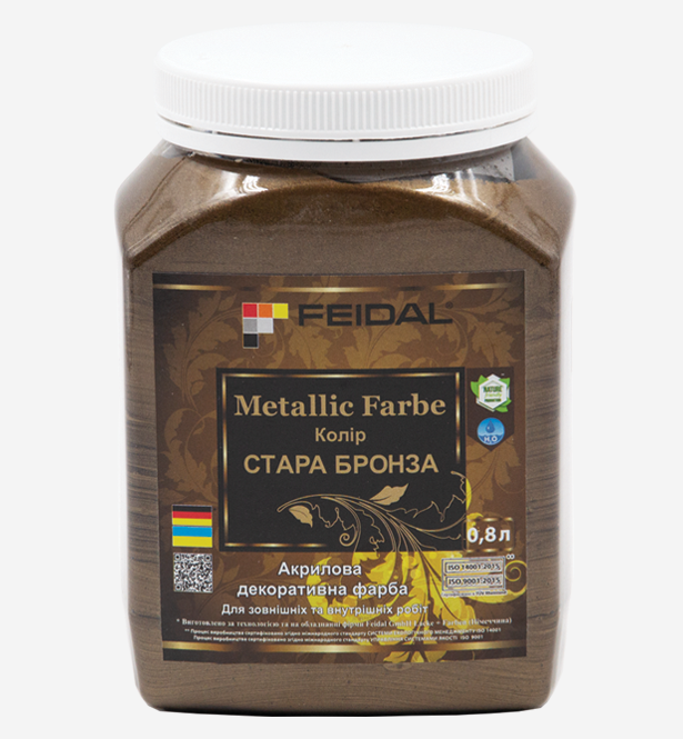 Эмаль с металлическим перламутровым блеском Feidal Metallic Farbe 0,8 л Старая бронза
