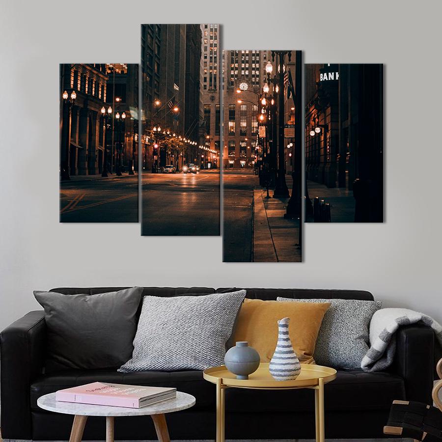 Картина город Огни центральной улицы города 149x106 см (A648-4)