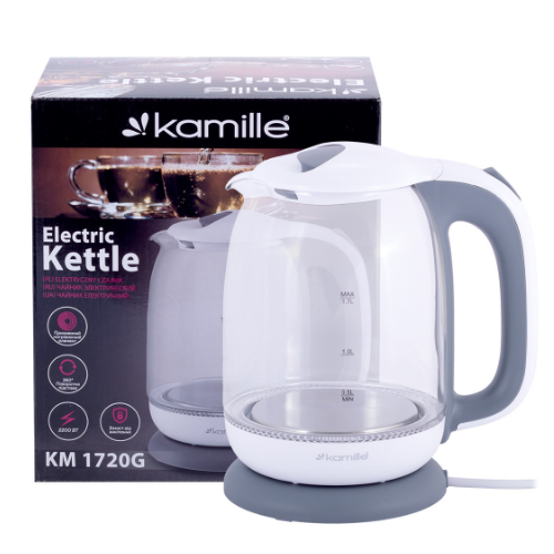 Електрочайник дисковий Kamille 1720G пластик 1,7 л 1850-2200W Білий/Сірий (УТ000062551) - фото 7 Електрочайник дисковий Kamille 1720G пластик 1,7 л 1850-2200W Білий/Сірий (УТ000062551) - фото 7