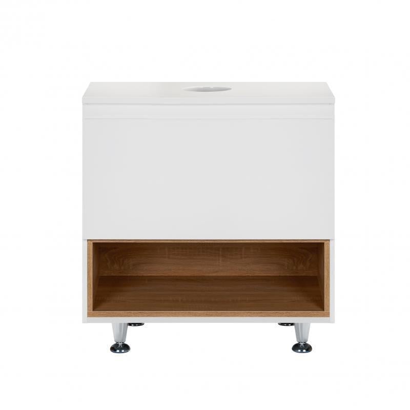 Тумба напольная со столешницей Q-tap Robin 600х616х437 White/Whitish oak со столешницей (QT1380TNН6001WWO)