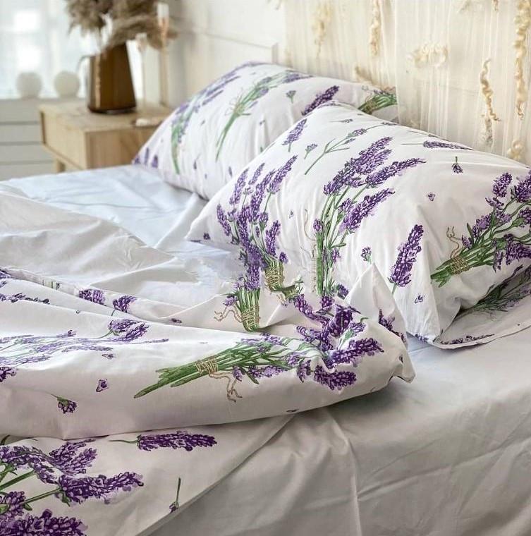 Комплект постельного белья Lux ранфорс евро макси Lavender/White