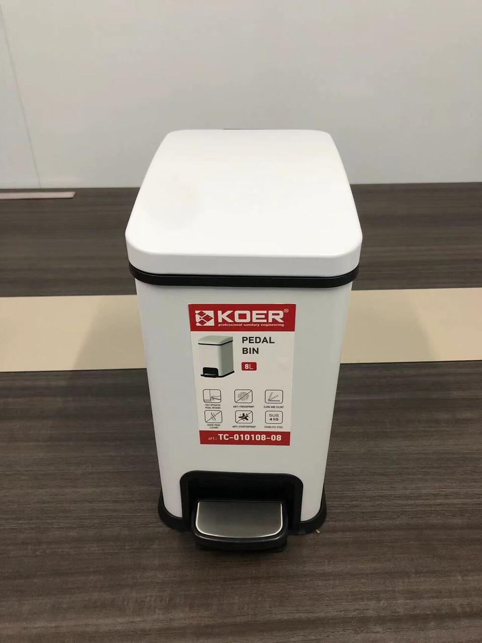 Відро для сміття прямокутне KOER TC-010108-08 з плавним закриванням 8 л Білий (KR5592) - фото 5 Відро для сміття прямокутне KOER TC-010108-08 з плавним закриванням 8 л Білий (KR5592) - фото 5