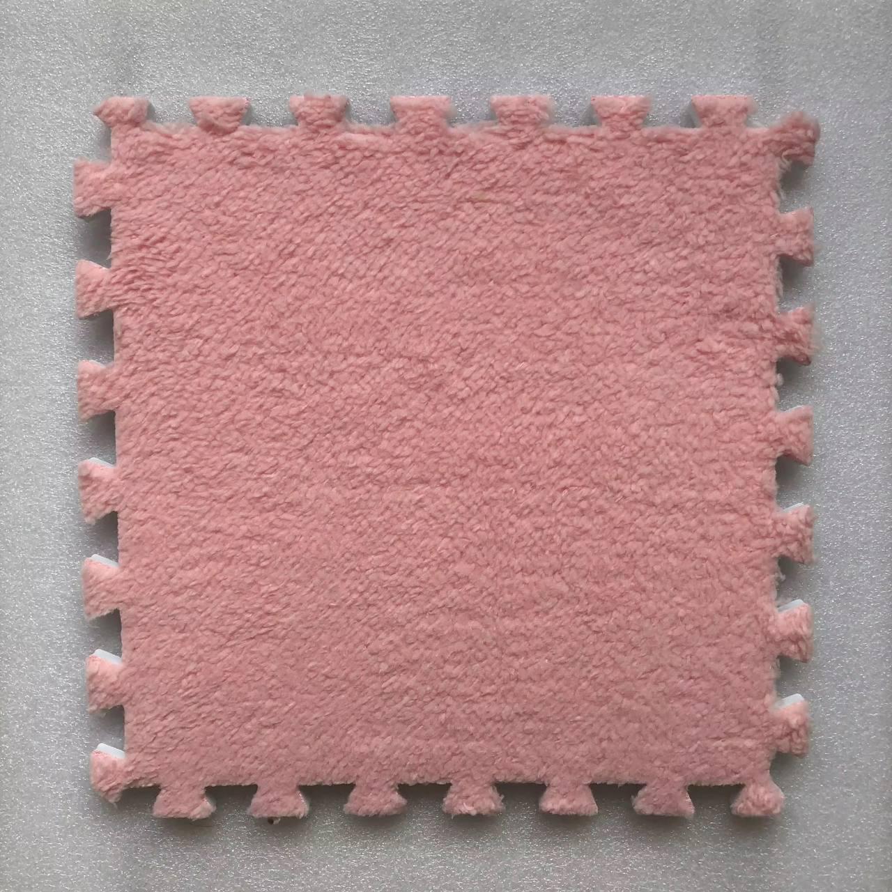 Коврик-пазл плюшевый детский термодля дома 30x30 см Розовый