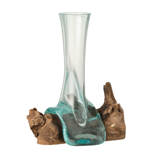 Ваза стеклянная J-LINE на дереве манго 16 см (1269) Ваза стеклянная J-LINE на дереве манго 16 см (1269)