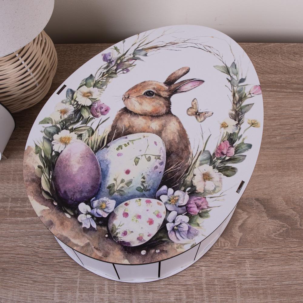 Коробка подарочная деревянная Пасхальньй кролик 33 см (5629-14)