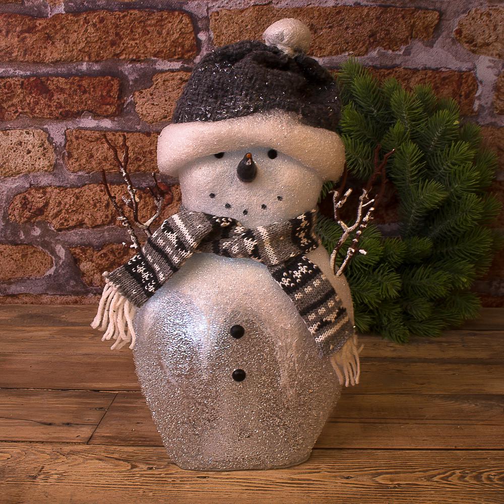 Статуэтка с Led подсветкой снеговик маленький 33 см в кристалах (4861)